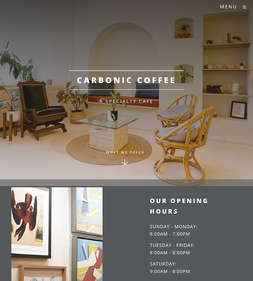 A screenshot of coffee shop Carbonic coffee's website